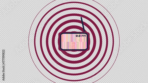 Vintage radio waves radiating sound in dynamic motion, perfect for retro tech commercials or broadcasting service promotions with vibrant nostalgic appeal