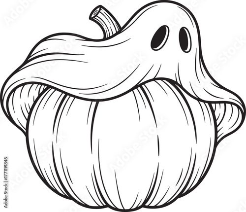 Scary Pumpkin and Boo Ghost Outline Collection