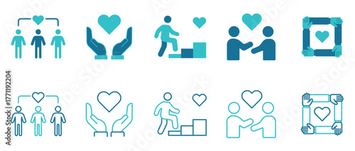 Happy Friendship icon set. love, romantic date, anniversary. Vector and illustrator