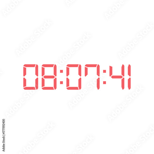 LED digital clock number for counter or calculator mockup design