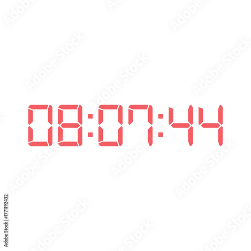 LED digital clock number for counter or calculator mockup design