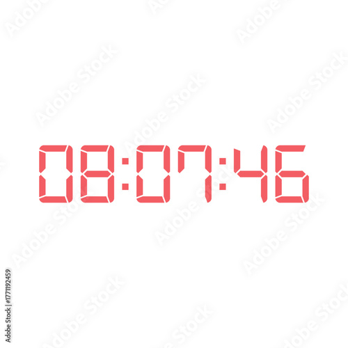 LED digital clock number for counter or calculator mockup design