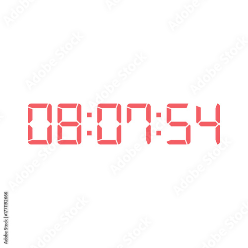 LED digital clock number for counter or calculator mockup design