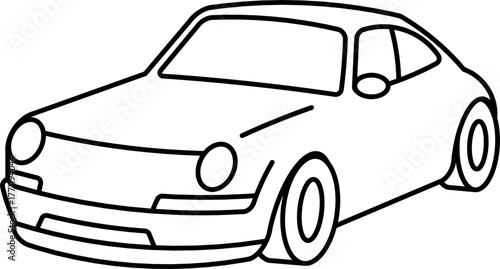 Simple Outline Drawing of a Two-Door Sports Car Illustration