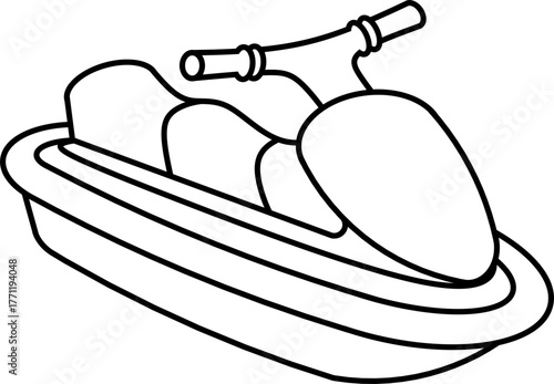 Simple Outline Jet Ski Drawing Watercraft Illustration Water Sport Icon