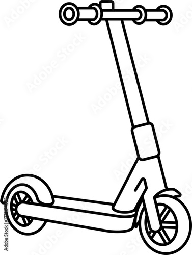 Minimalist Outline Electric Kick Scooter Transportation Vehicle Isolated Illustration