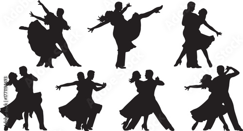 Energetic Salsa Dancing Couple Silhouette Collection