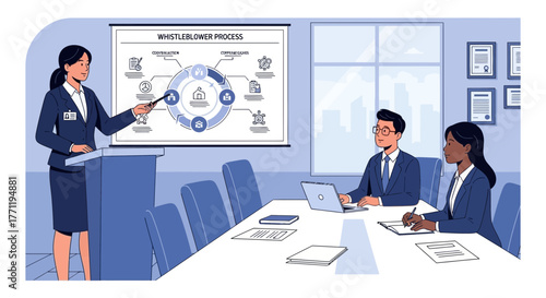 Business ethics presentation focusing on the whistleblower process in corporate governance