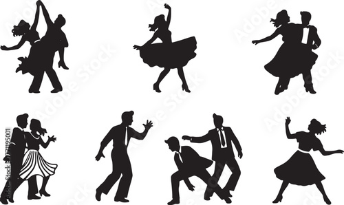 Rock and Roll Dancing Couple Silhouette Collection