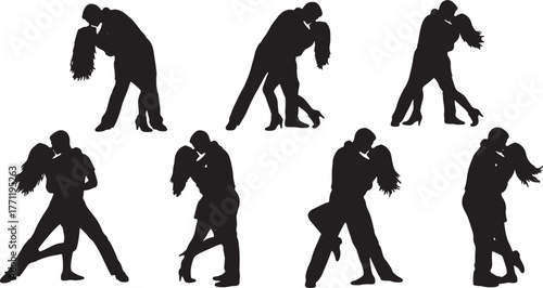 Passionate Couple Embrace Silhouette Collection
