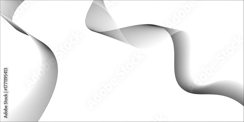 Abstract black wave banner template. Wave with lines created using blend tool, blend line background. abstract black wave on white background, black wave for design brochure, website, flyer.