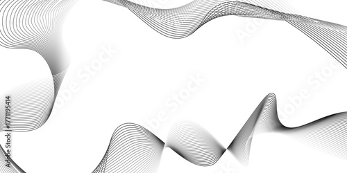 Abstract black wave banner template.Wave with lines created using blend tool, blend line background. abstract black wave on white background,black wave for design brochure, website, flyer.