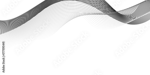 Abstract black wave banner template.Wave with lines created using blend tool, blend line background. abstract black wave on white background,black wave for design brochure, website, flyer.