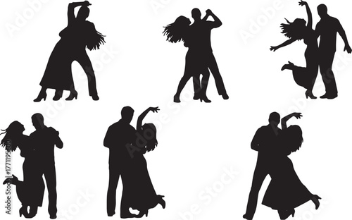 Back-to-Back Dancing Couple Silhouettes