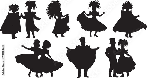 Carnival Parade Dancing Couple Silhouettes