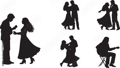 Serenade and Dance Romantic Couple Silhouettes