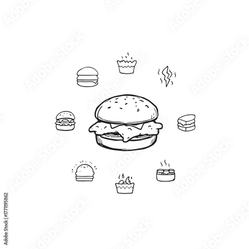 chicken sandwich line art perfect lunch choice