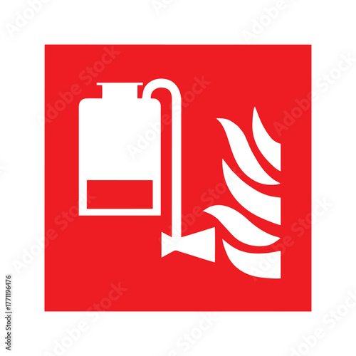 Portable foam applicator unit vector design safety sign standar ISO 7010