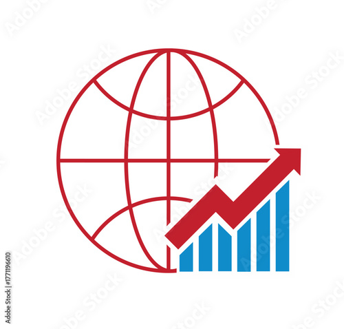 business graph and arrow illustration on white background