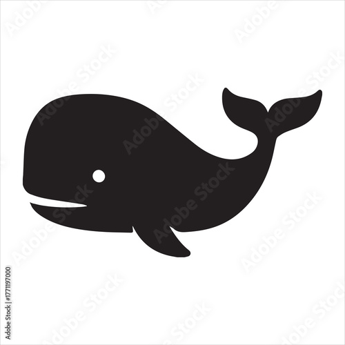 Silhouette sperm whale ocean mammal simple animal vector illustration