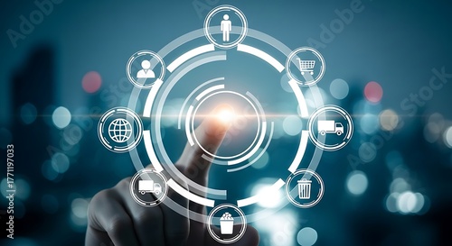 man pushing button on a touch screen interface