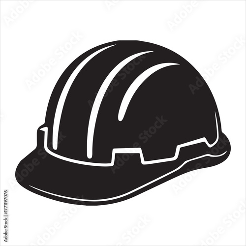 Simple black and white safety hard hat graphic