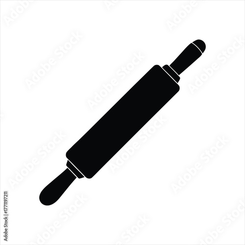 Black Rolling Pin Icon Vector Isolated on White Background