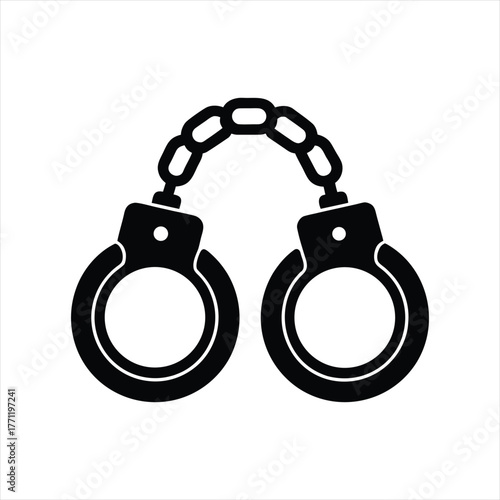 Black Handcuffs Icon Vector Isolated on White Background