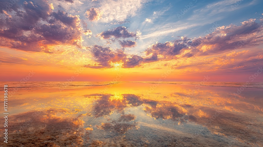 Fototapeta premium Spectacular Sunset Over Calm Ocean