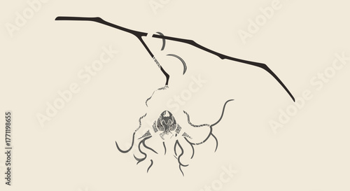 Mystical creature emerging from a surreal landscape, evoking a sense of wonder