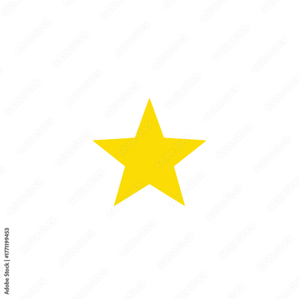 Obraz premium Classic yellow five-pointed star icon isolated on a white background. A simple flat vector illustration representing a symbol for rating, achievement, and celebration
