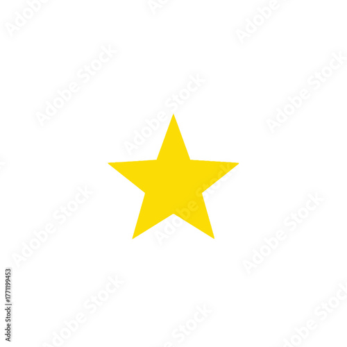 Classic yellow five-pointed star icon isolated on a white background. A simple flat vector illustration representing a symbol for rating, achievement, and celebration
