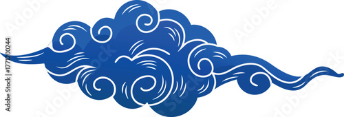 a blue cloud with white swirls