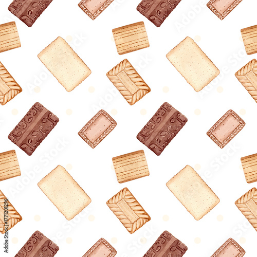 Biscuits pattern seamless watercolor illustration