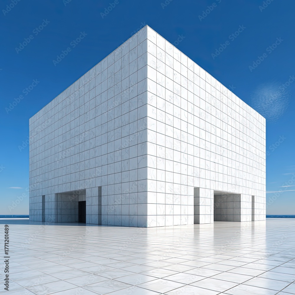 Fototapeta premium Modern Geometric White Marble Building
