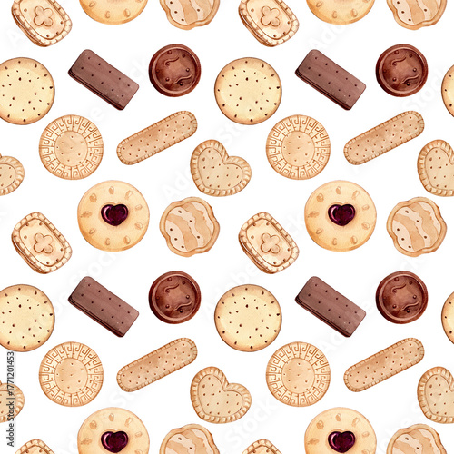 Biscuits pattern seamless watercolor illustration