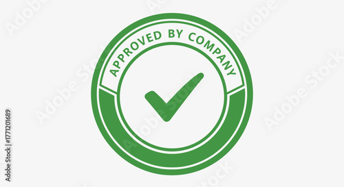 Approved by company stamp green check mark in a circle vector icon for quality assurance and compliance