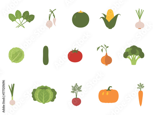 A vibrant collection of fresh healthy and colorful vegetables arranged in a grid for a visually appealing and nutritious display