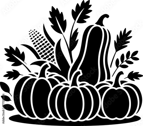 Vegetable Harvest Vector Black Silhouette Art