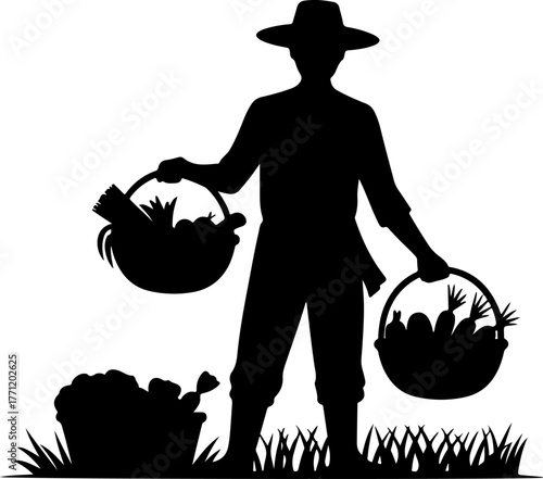 Vegetable Harvest Vector Black Silhouette Art