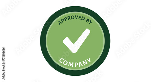 Approved by company icon green check mark in circle design element isolated on white background