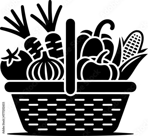 Vegetable Harvest Vector Black Silhouette Art