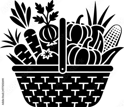 Vegetable Harvest Vector Black Silhouette Art