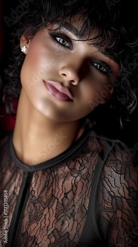 dark woman, glamorous, intimate scene