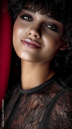 dark woman, glamorous, intimate scene