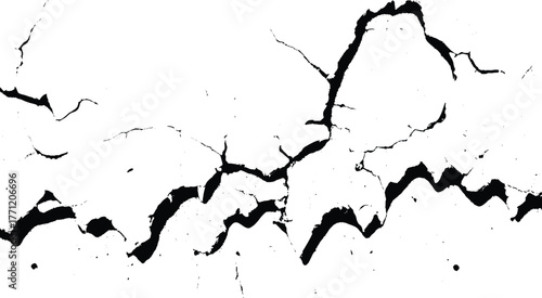 Cracks on the concrete wall. Cracks isolated on white background. Texture for overlay. Wall Background. For designers to apply texture cracks