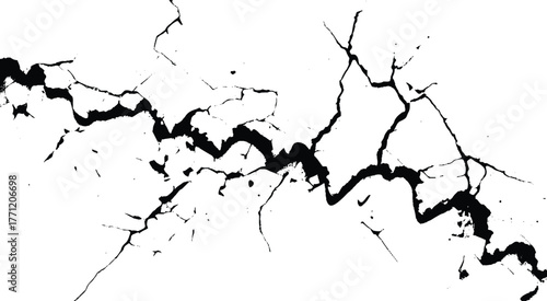 Cracks on the concrete wall. Cracks isolated on white background. Texture for overlay. Wall Background. For designers to apply texture cracks