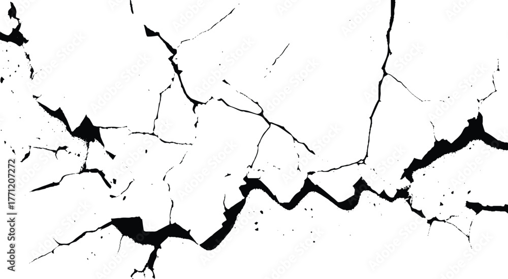 Naklejka premium Cracks on the concrete wall. Cracks isolated on white background. Texture for overlay. Wall Background. 