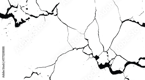 cracked paint on white background. Vector illustration, EPS 10.