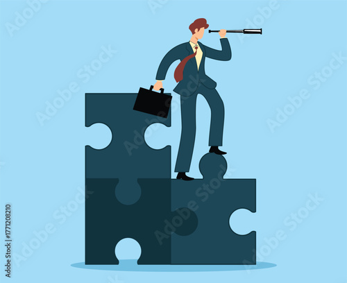 problem solving concept. leadership way solving business difficulties finding missing element system